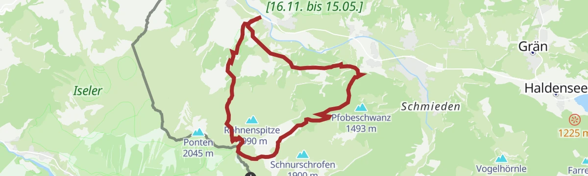 Route map: Zirleseck in Zöblen